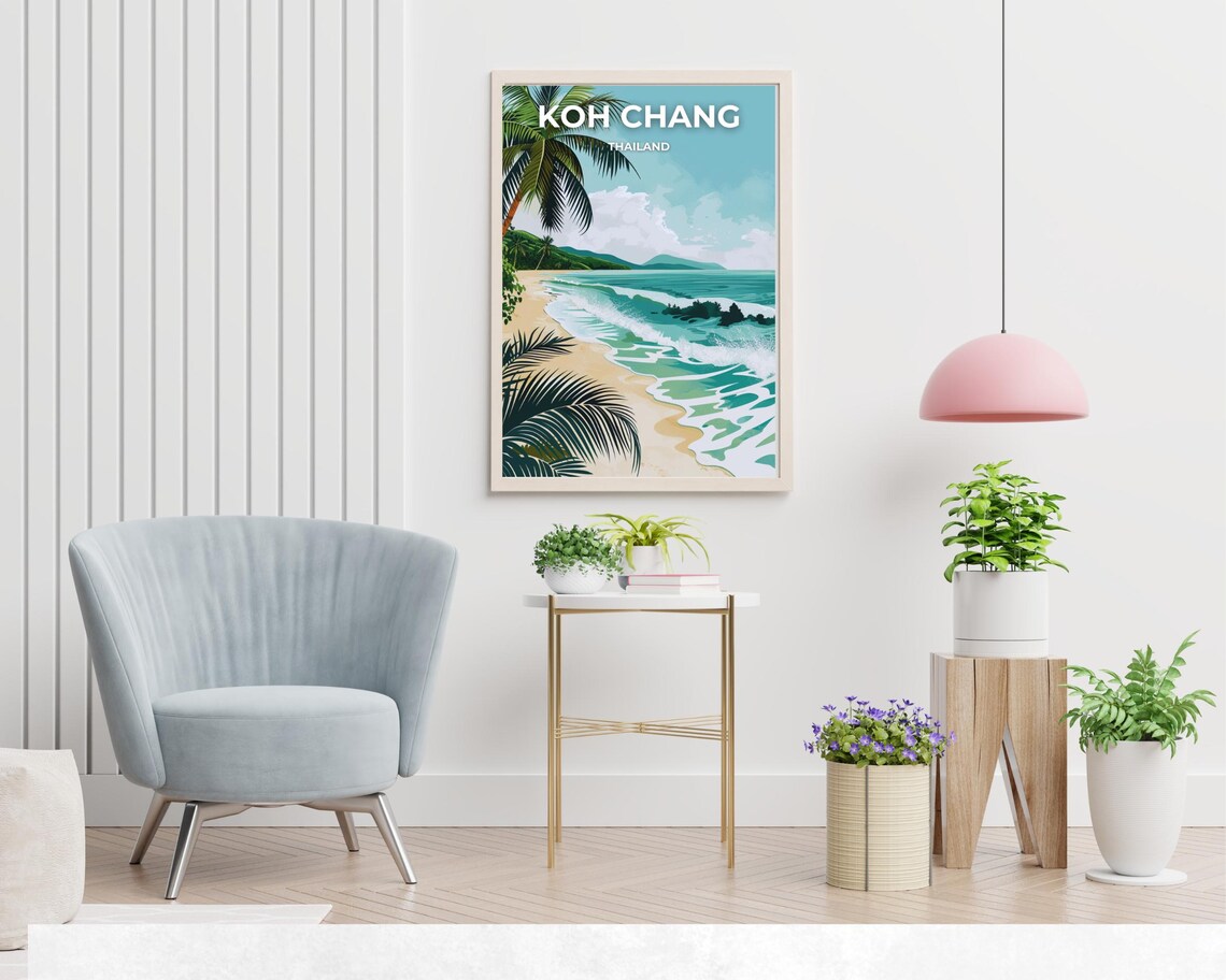 Koh Chang Thailand Sandy Palm Beach Tropical Waves Travel Poster - Image 2