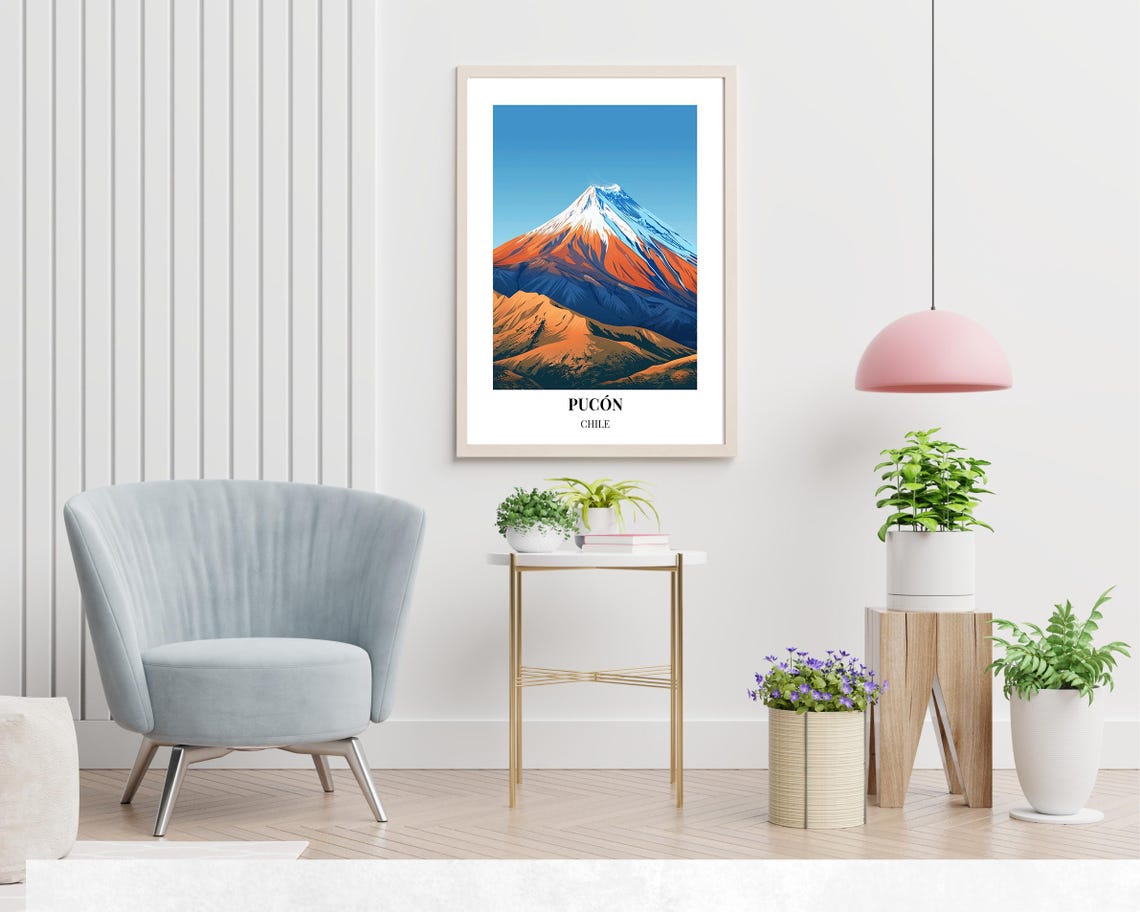Villarrica Volcano Travel Print Wall Art Pucn Chile City Print Villarrica Volcano Travel Gift Villarrica Volcano Poster Travel Gift - Image 2