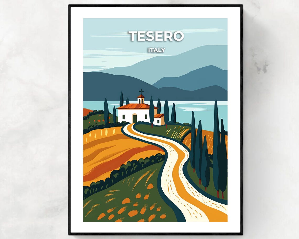 Tesero Travel Print Wall Art Tesero Italy City Print Tesero Travel Gift Tesero City Poster Travel Gift Wedding Gift