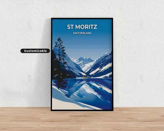 St Moritz Switzerland Travel Poster Custom Wall Art