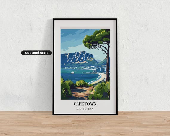 Cape Town South Africa Travel Poster Custom Wall Art