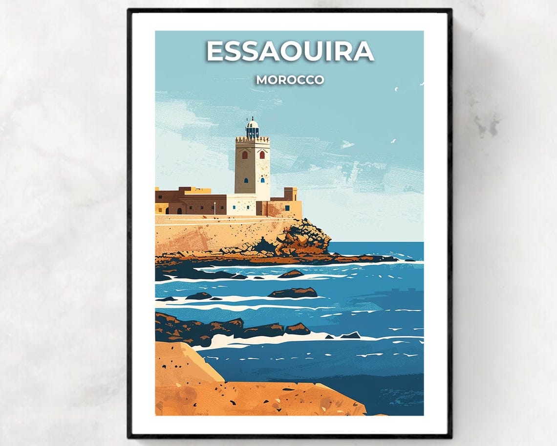 Essaouira Morocco Coastal Fortress Atlantic Ocean Travel Poster