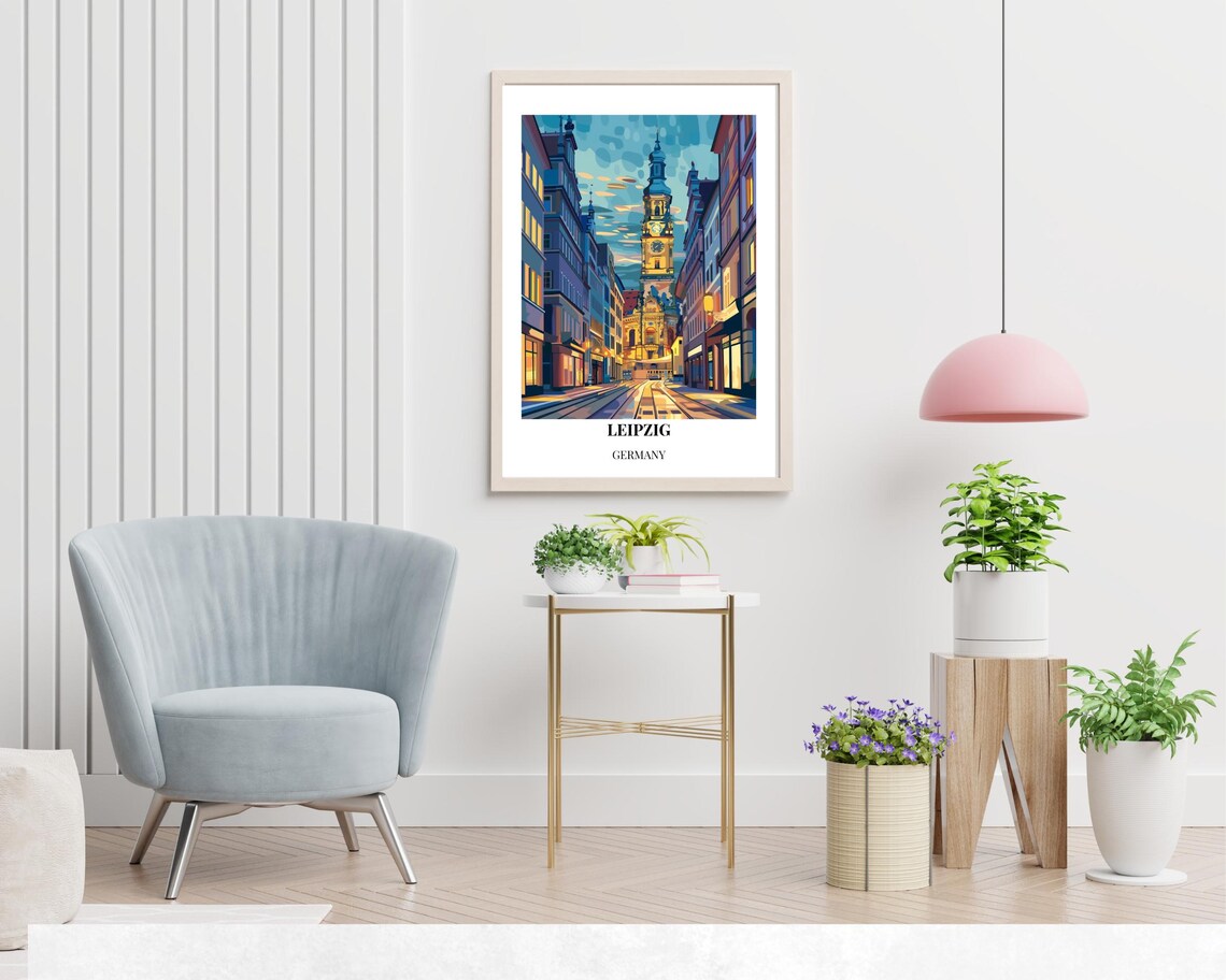 Leipzig Germany Old Town Clock Tower Evening Street Travel Poster - Image 2