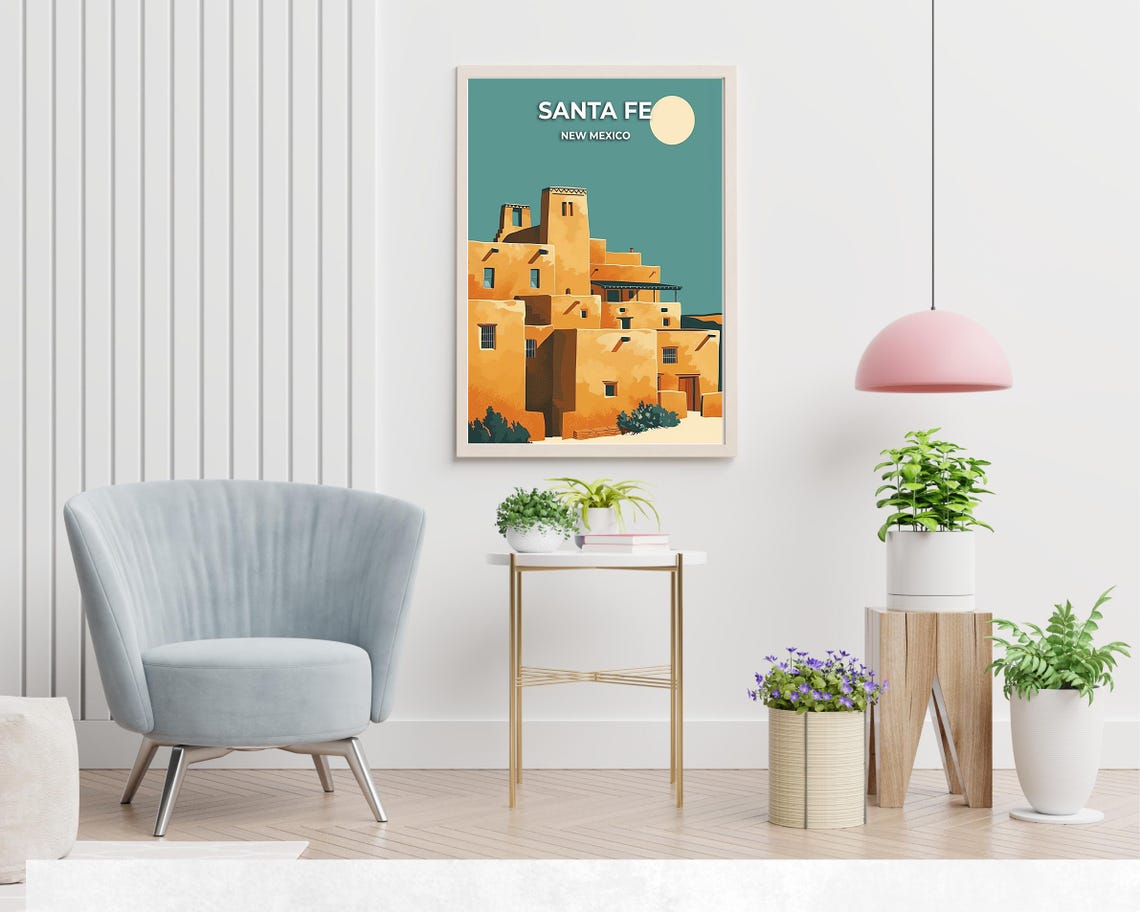 Santa Fe Travel Print Wall Art Santa Fe New Mexico City Print Santa Fe Travel Gift Santa Fe City Poster Travel Gift - Image 2