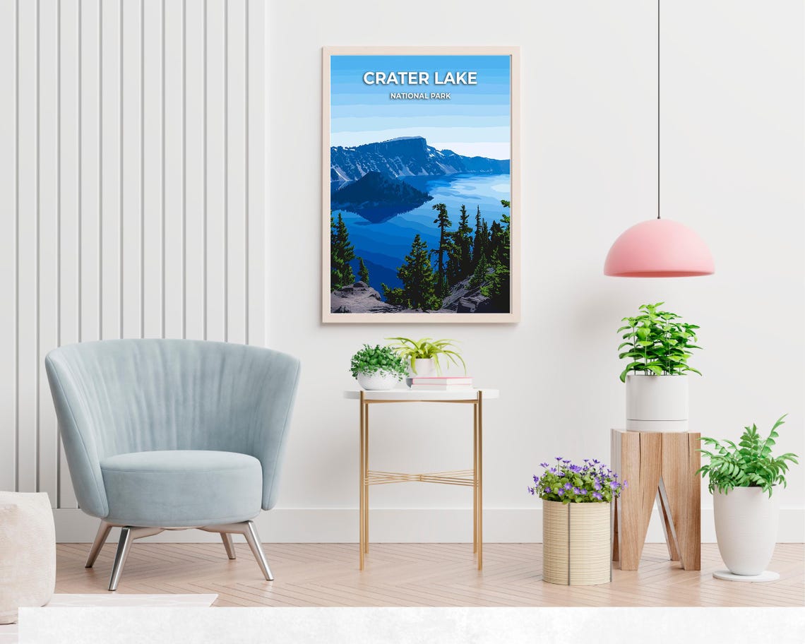 Crater Lake National Park Travel Print Wall Art Crater Lake National Park City Print Crater Lake National Park Travel Gift Wall Art - Image 2