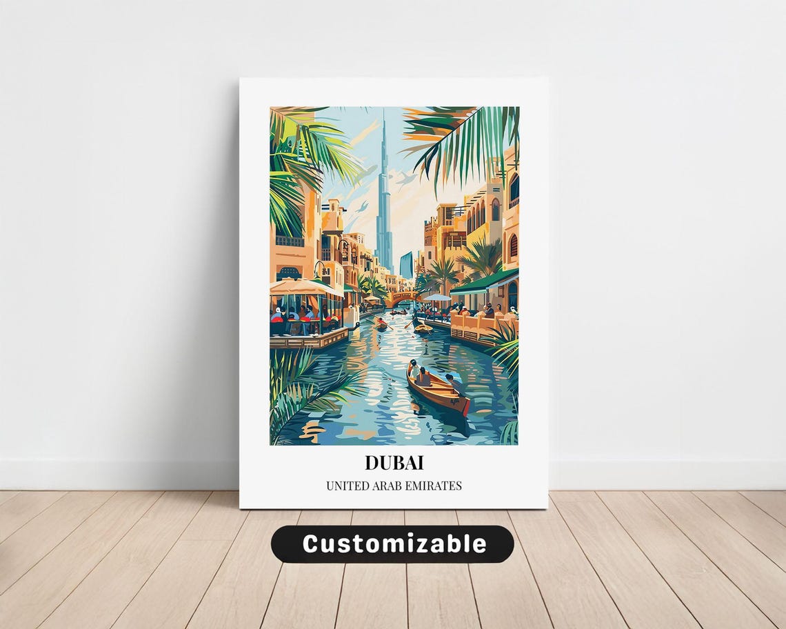 Dubai Creek Old Town Burj Khalifa United Arab Emirates Poster