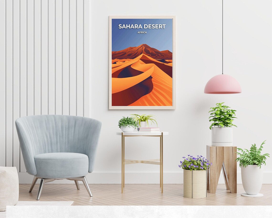 Sahara Desert Africa Orange Dunes Mountain Sculpted Sand Travel Poster - Image 2