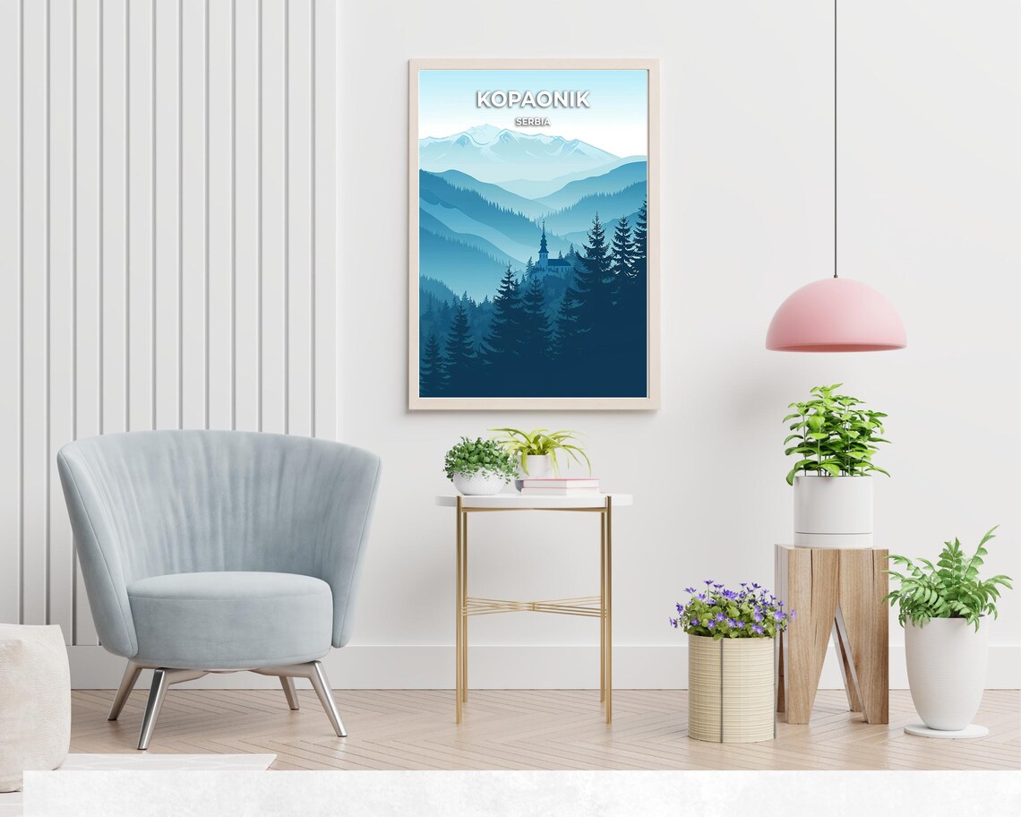 Kopaonik Serbia Misty Mountain Ridgeline Vintage Travel Poster - Image 2