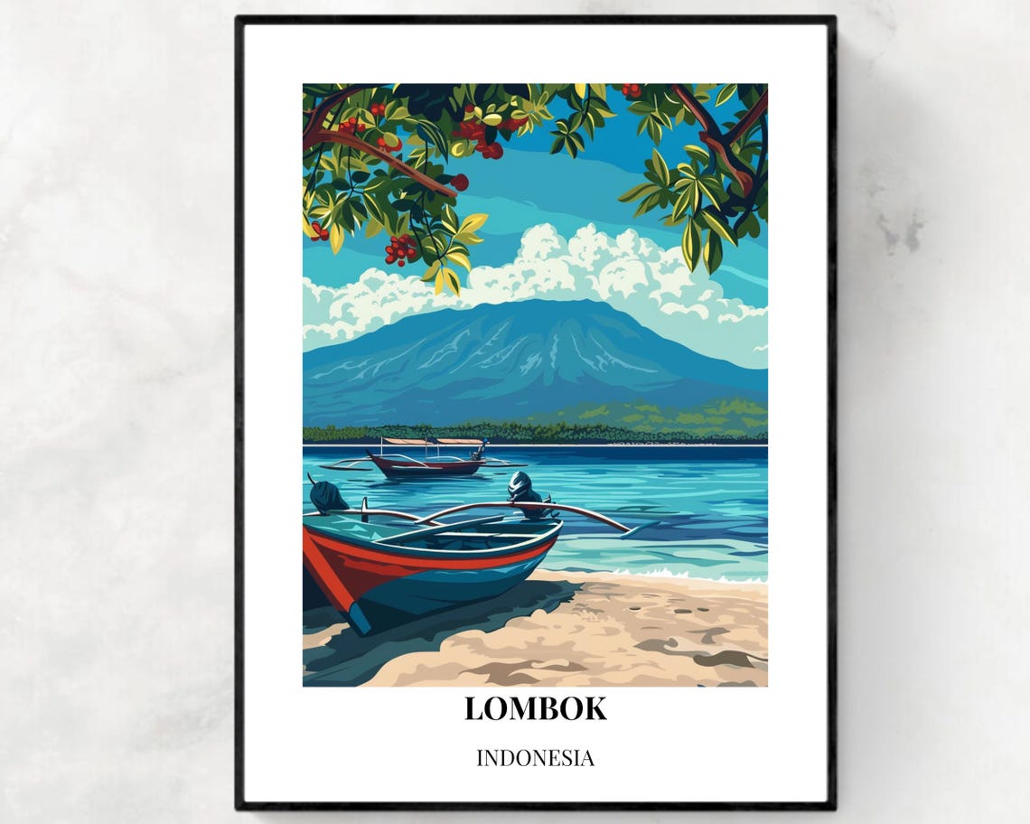 Gili Islands Travel Print Wall Art Lombok Indonesia City Print Gili Islands Travel Gift Gili Islands Poster Wall Art