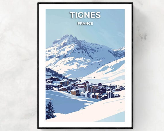 Tignes Travel Print Tignes Ski Poster France Ski Poster Tignes Ski Resort Print