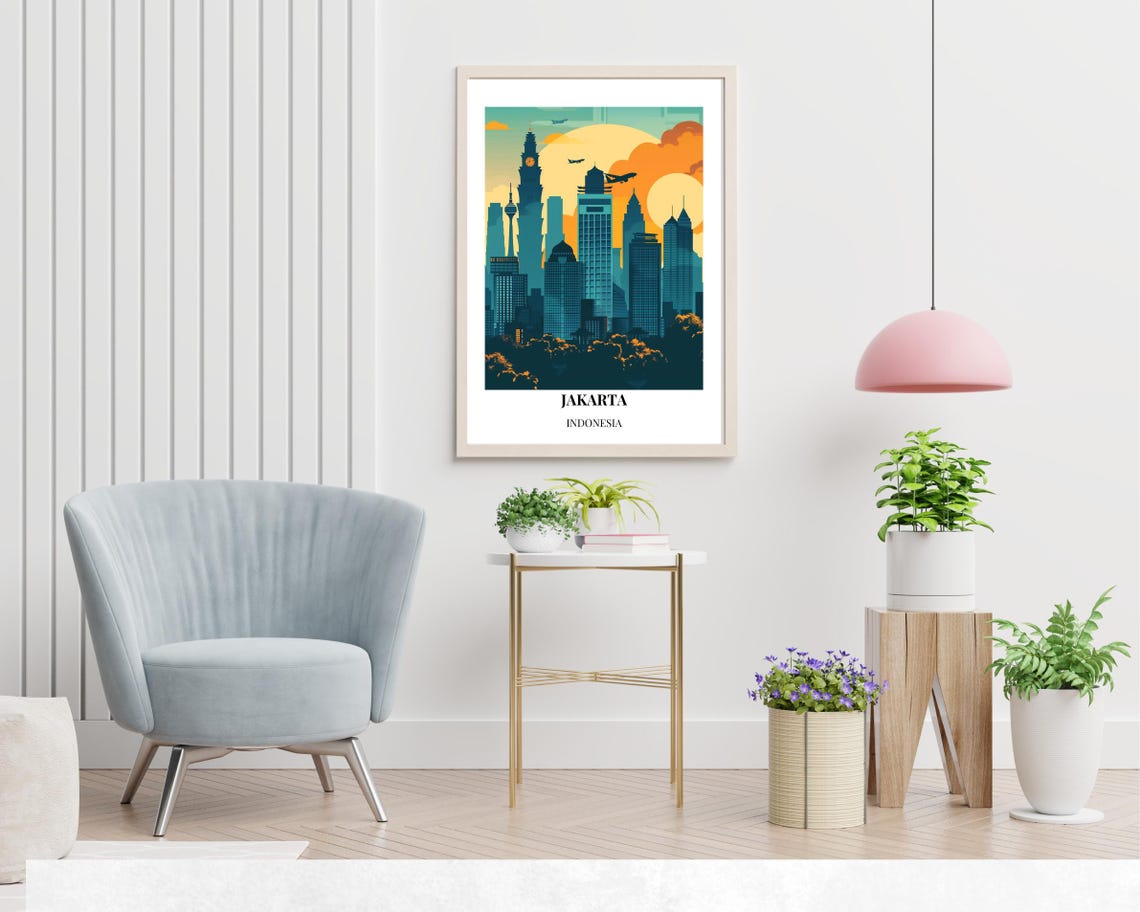 Jakarta Travel Print Wall Art Jakarta Indonesia City Print Jakarta Travel Gift Jakarta City Poster Travel Gift - Image 2