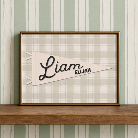 Personalized Pennant Name Banner Custom Kids Bedroom Wall Art
