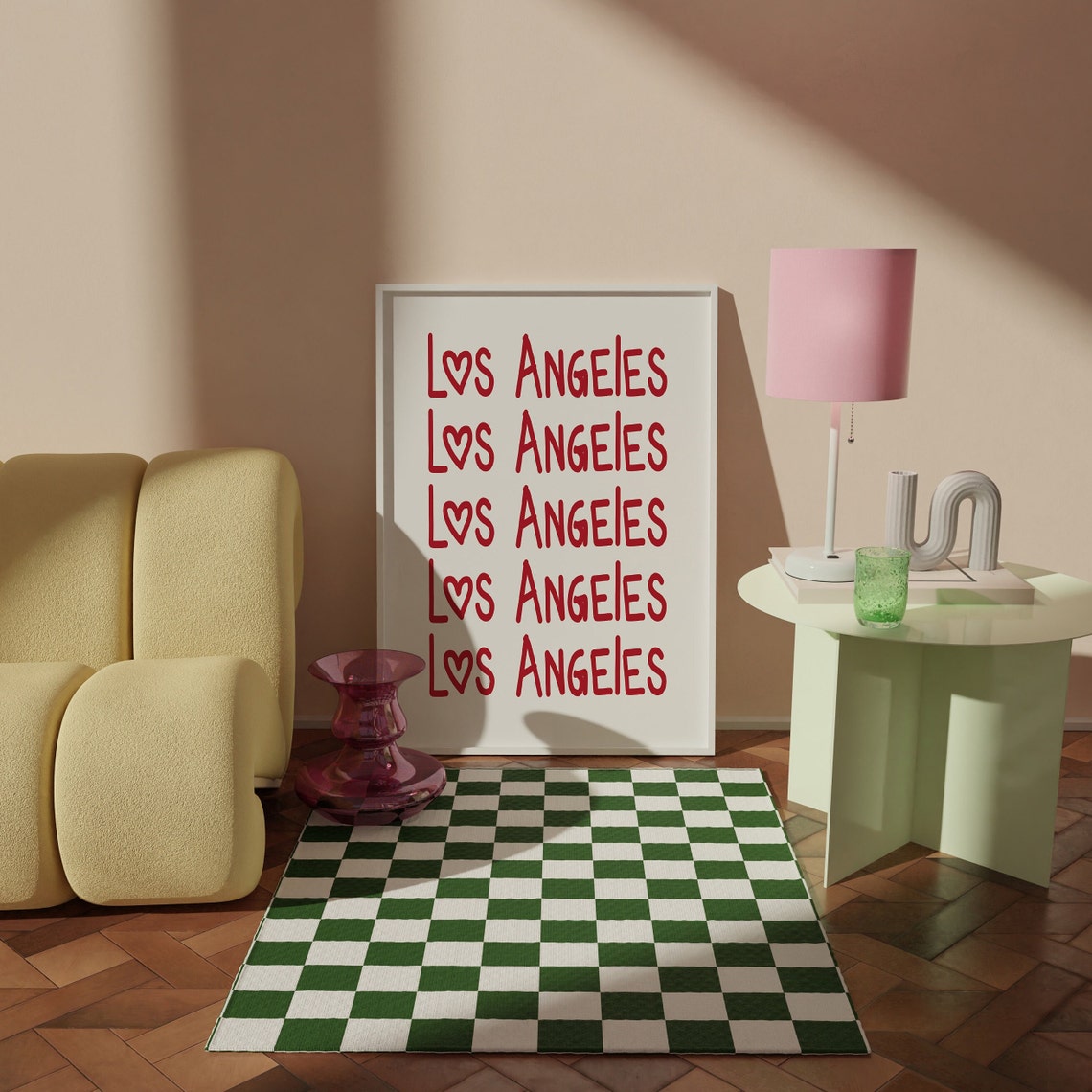 Los Angeles Print Poster Wall Art La California Art Minimalist La Art Heart Art Los Angeles Print Los Angeles Wall Art Print Art - Image 5