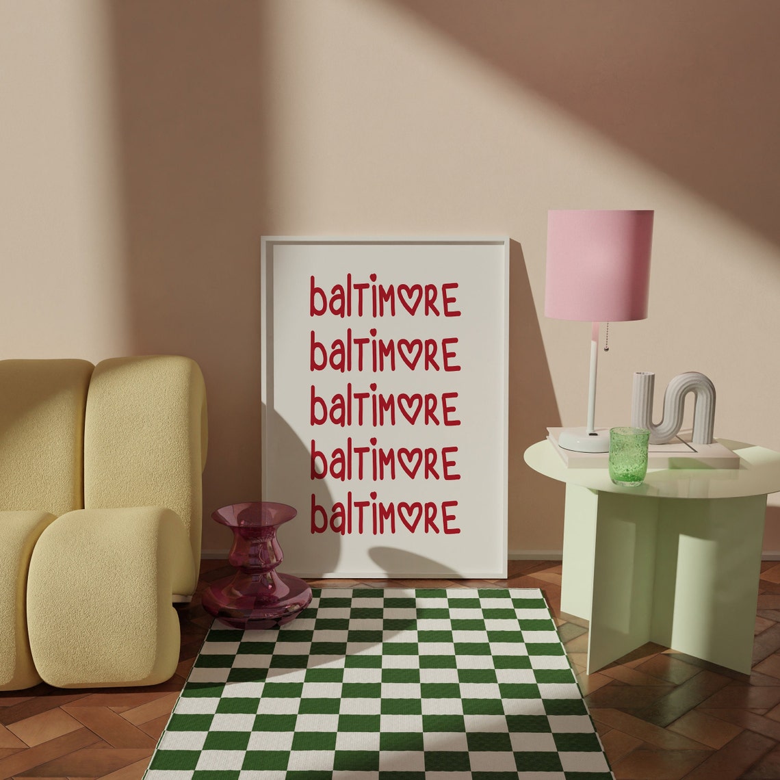 Baltimore Heart Typography Red and White City Love Letter Print - Image 4