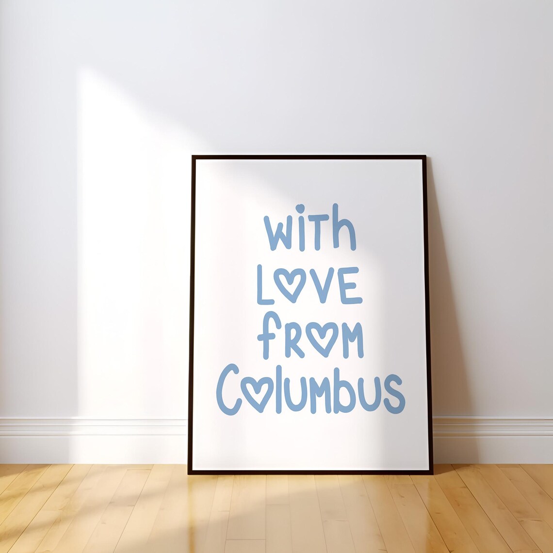 With Love From Columbus Blue Heart City Love Typography Poster - Image 2