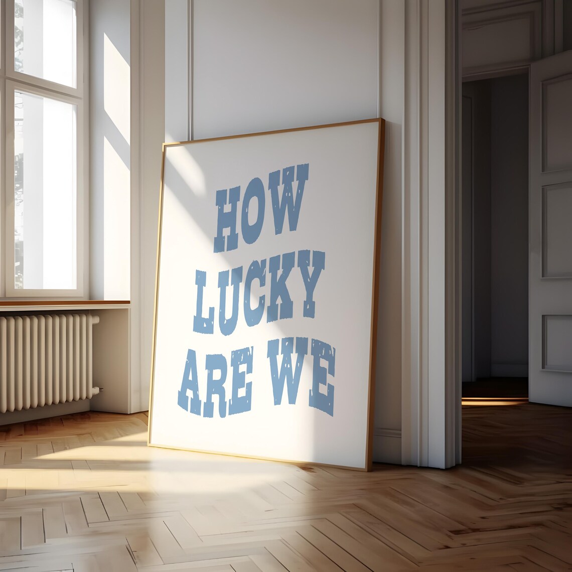 How Lucky Are We Cowgirl Coastal Blue Art Print - Image 2