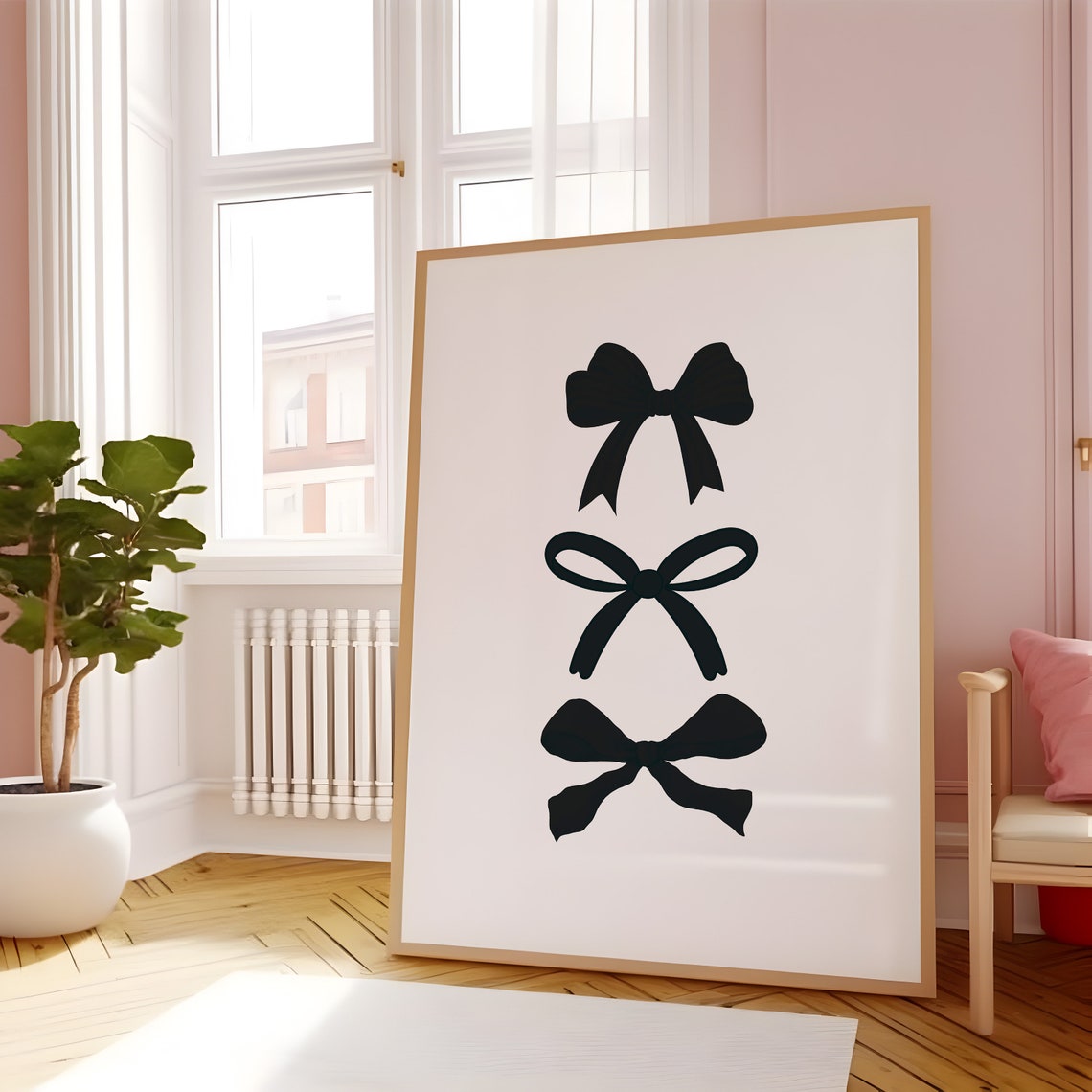 Three Black Bow Silhouettes Minimalist Coquette Balletcore Poster - Image 2