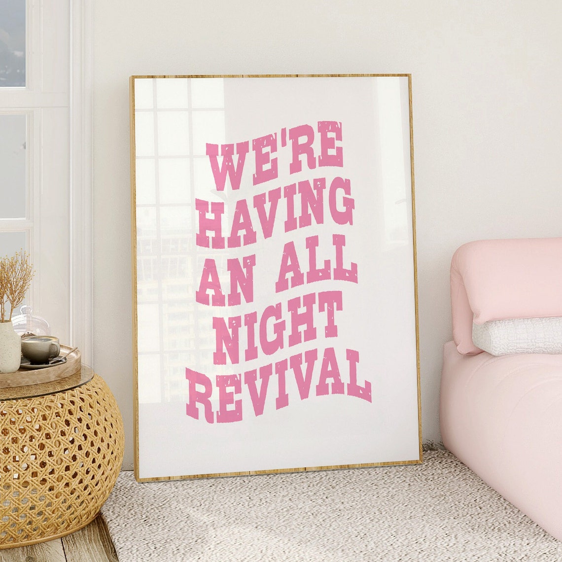 We Are Having An All Night Revival Pink Cowgirl Quote Poster - Image 3