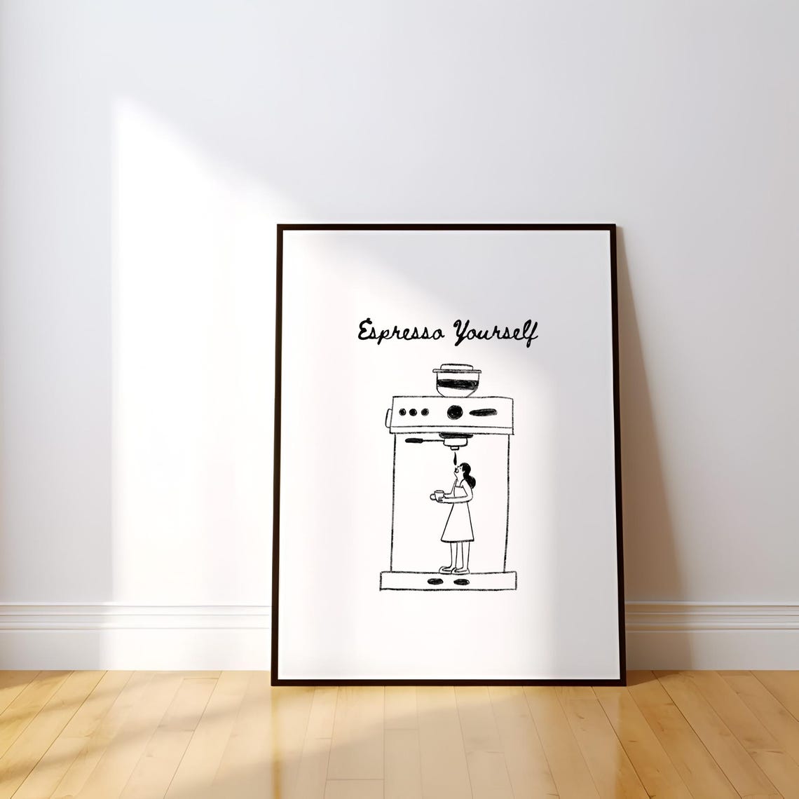 Espresso Yourself Whimsical Coffee Line Art Funny Kitchen Poster - Image 2