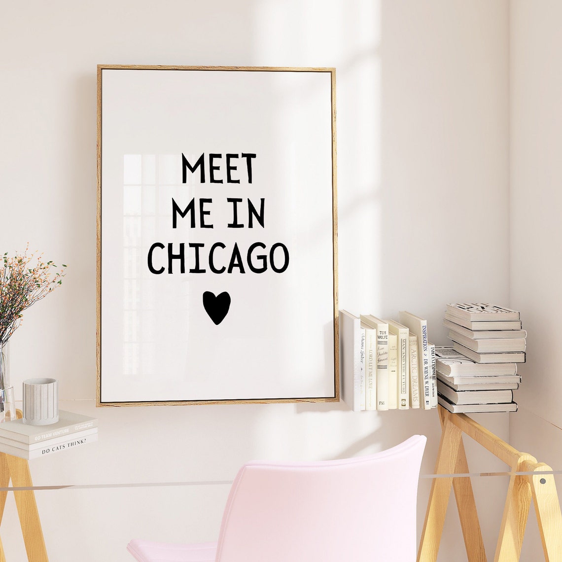 Meet Me In Chicago Heart Minimalist Typography City Wall Art - Image 4