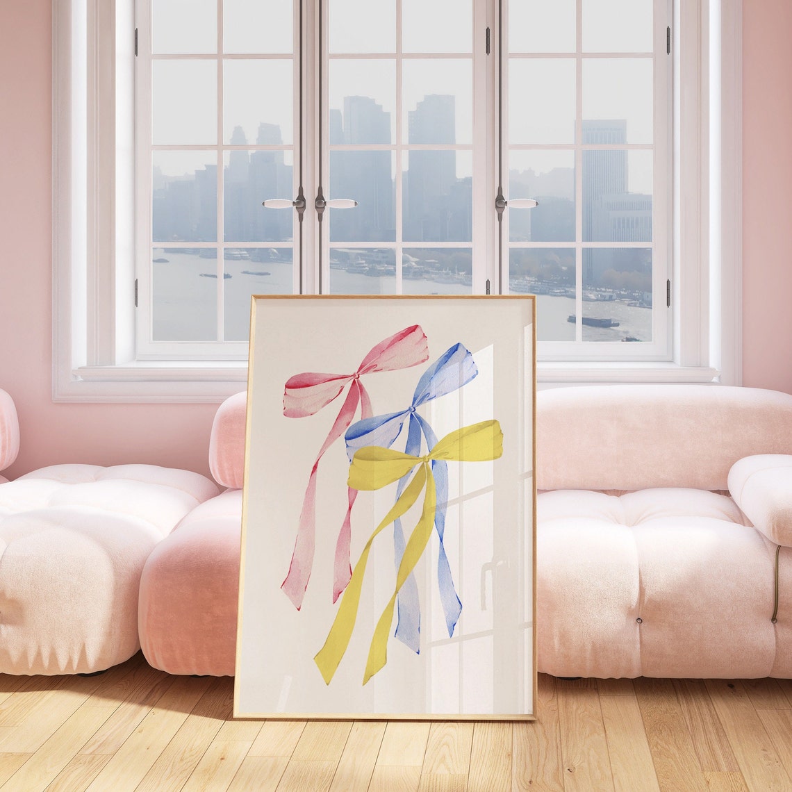Pastel Watercolor Ribbon Bows Coquette Aesthetic Room Poster - Image 4