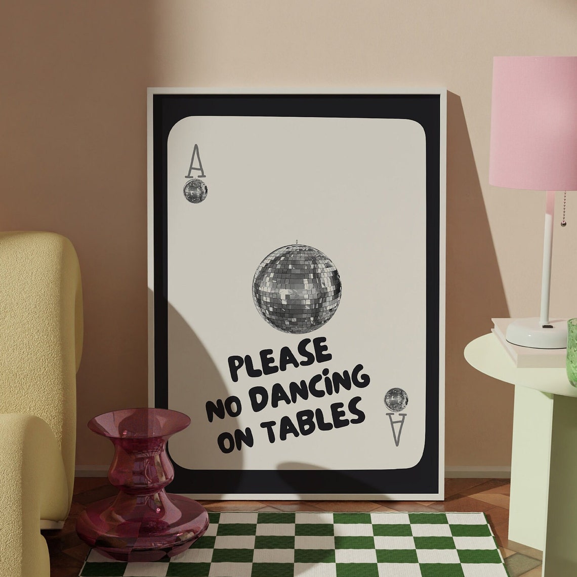 Please No Dancing On Tables Disco Ball Ace Playing Card Print - Image 4