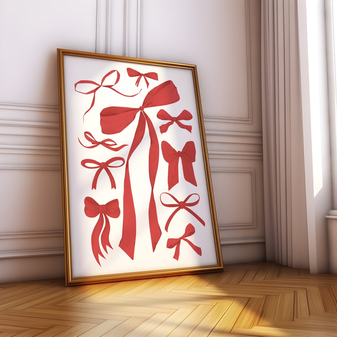 Red Bow Collection Balletcore Coquette Girl Bow Collage Poster - Image 5