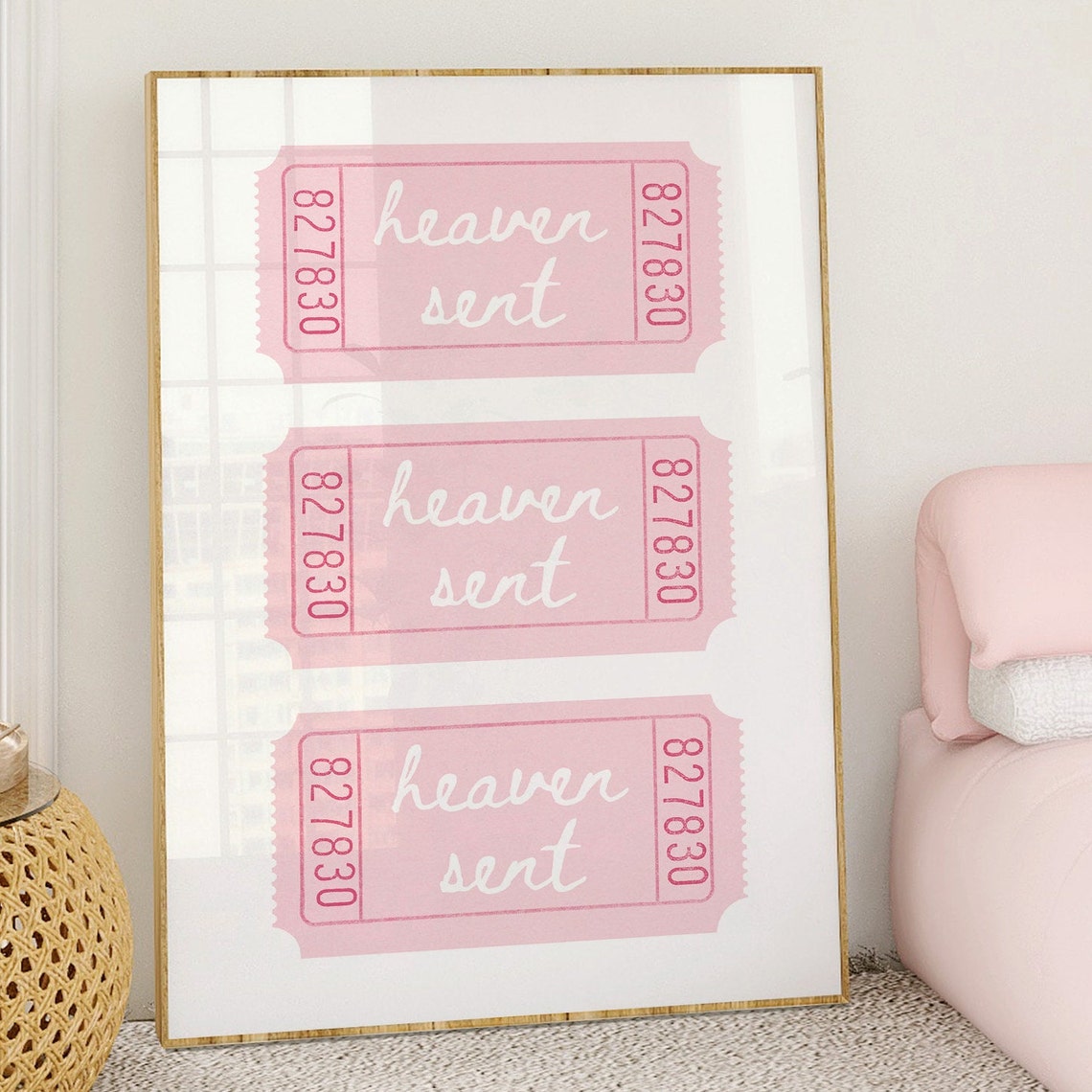 Heaven Sent Pink Ticket Stub Script Girly Dorm Room Decor Poster - Image 4
