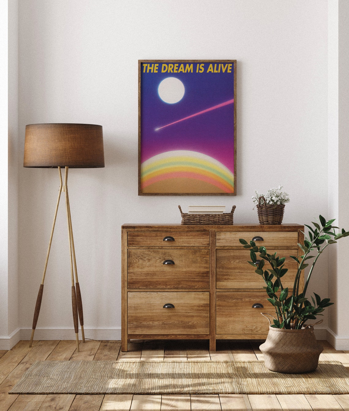 The Dream Is Alive Retro Sunset Moon Laser Beam Motivational Poster - Image 6