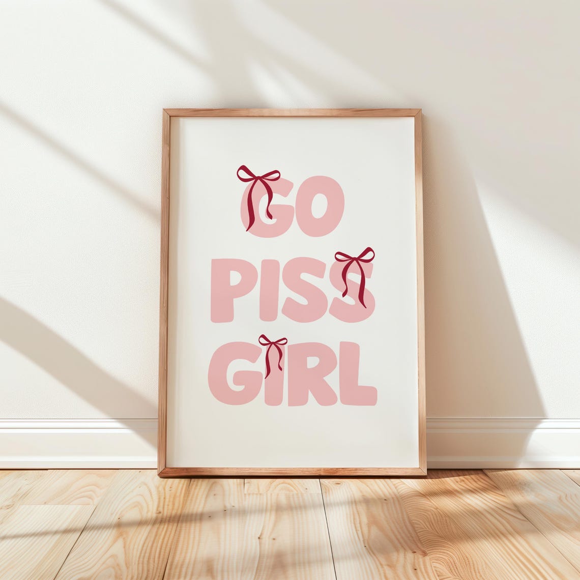Pink Bathroom Wall Print Art Decor Dorm Girly Funny