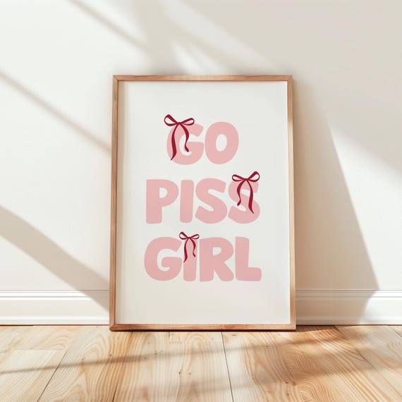Pink Bathroom Wall Print Art Decor Dorm Girly Funny