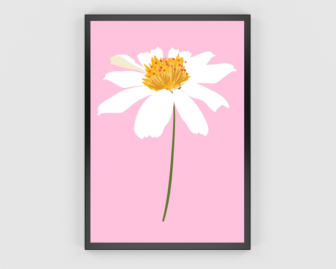 Daisy Flower Art Print, Boho Floral Botanical - Image 3