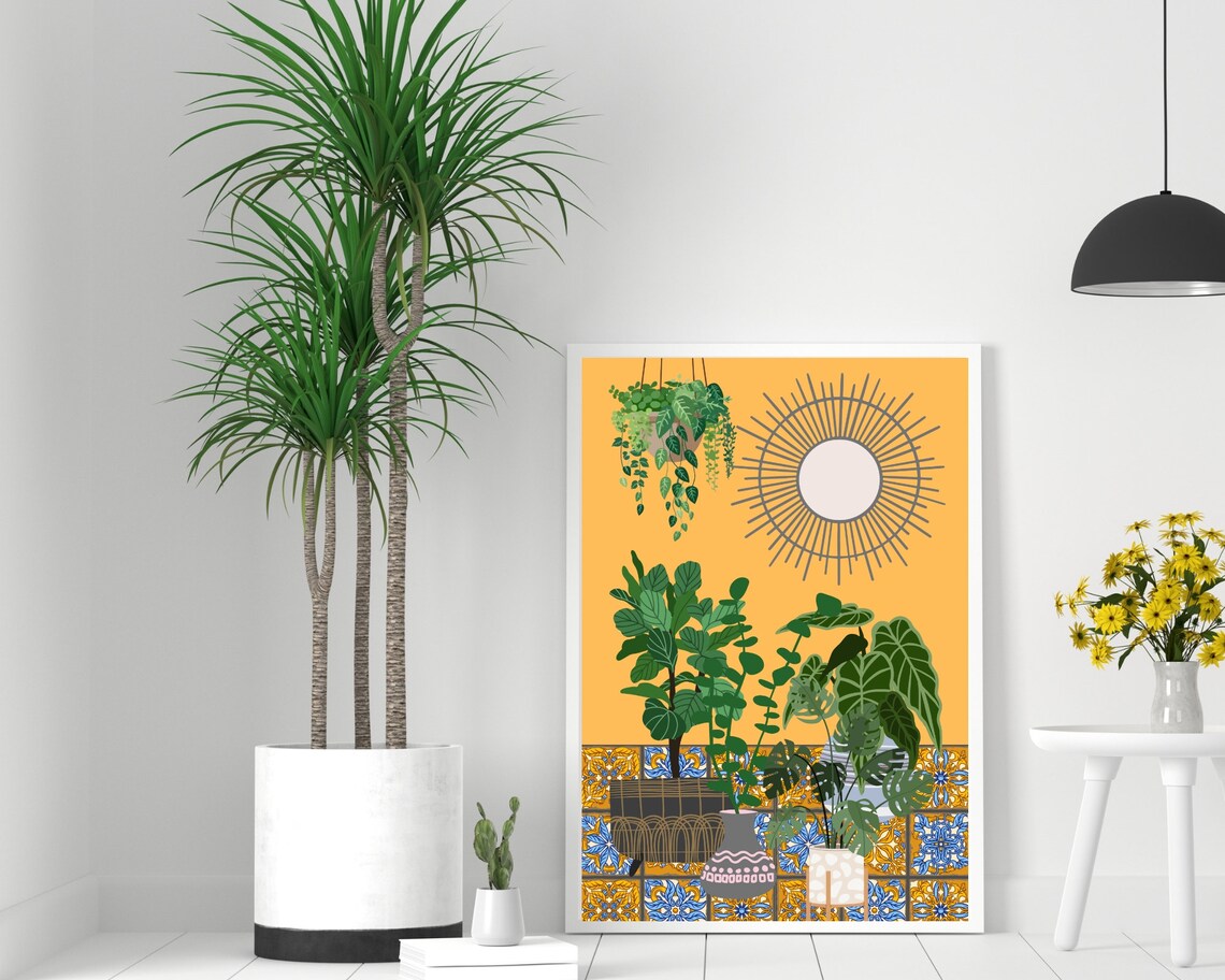 Modern Houseplants Yellow Sun Mirror Monstera Plant Lover Art Poster - Image 3