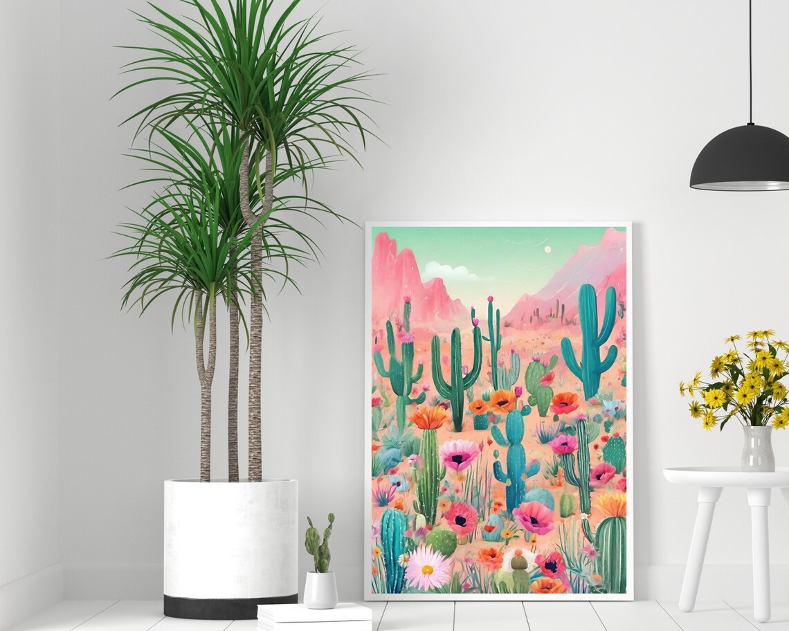 Vintage Botanical Cactus Poster, Mexican Tropical Floral - Image 2