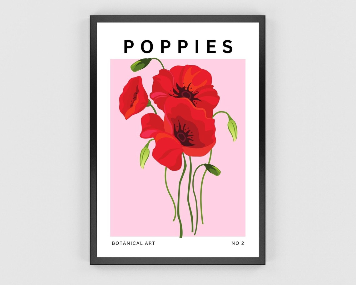 Poppies Art Print, Flower Market Illustration - Image 2
