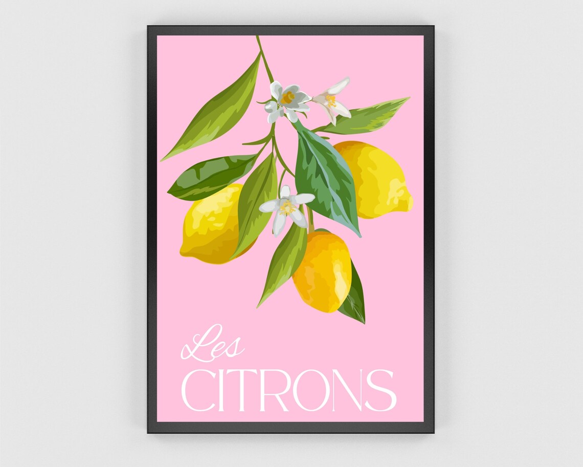 Lemon Fruit Wall Art Print Les Citrons Lemon Fruit Market Art Lemons Kitchen Bar Decor Colourful Boho Poster Food Prints - Image 3