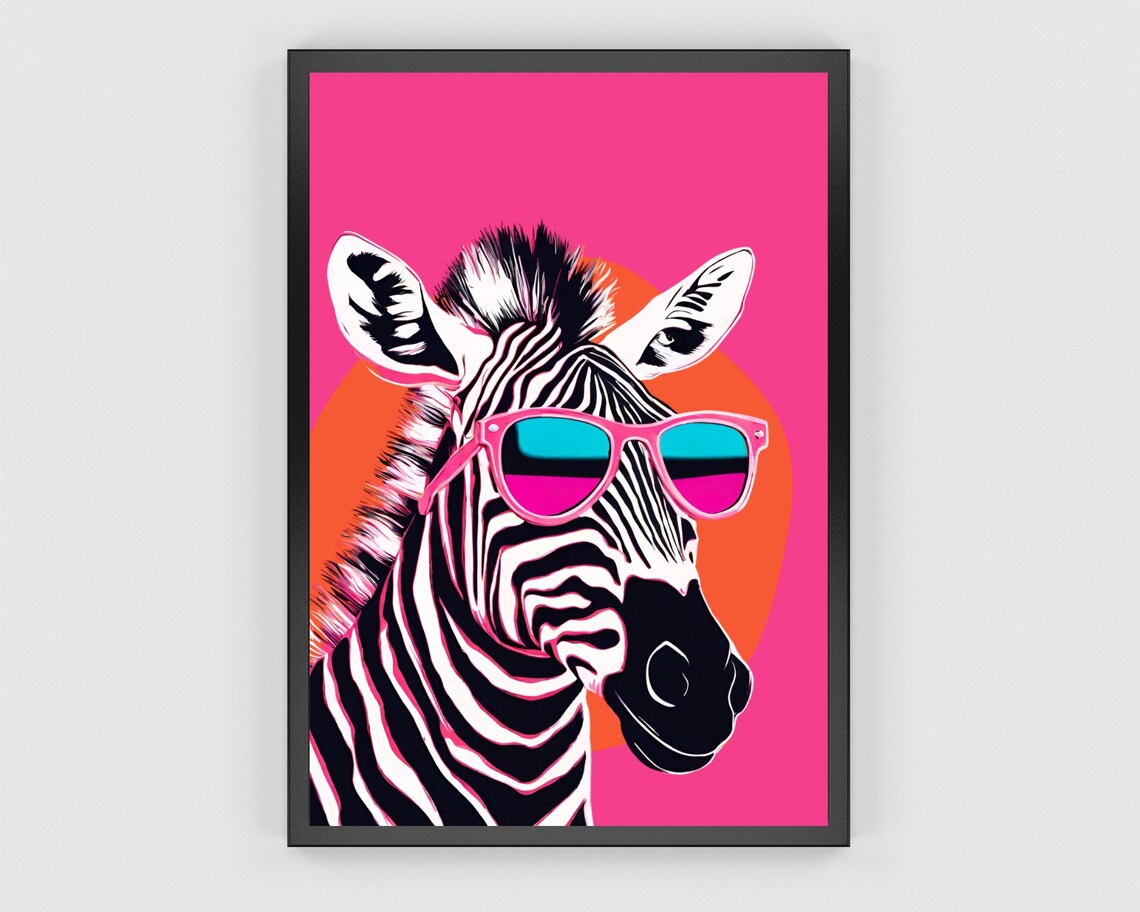 Zebra Sunglasses Pop Art Pink Retro Cool Safari Animal Print - Image 3