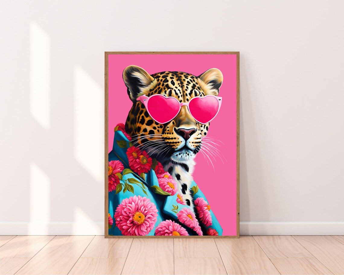 Leopard Fashion Portrait Art Print, Preppy Aesthetic - Image 2