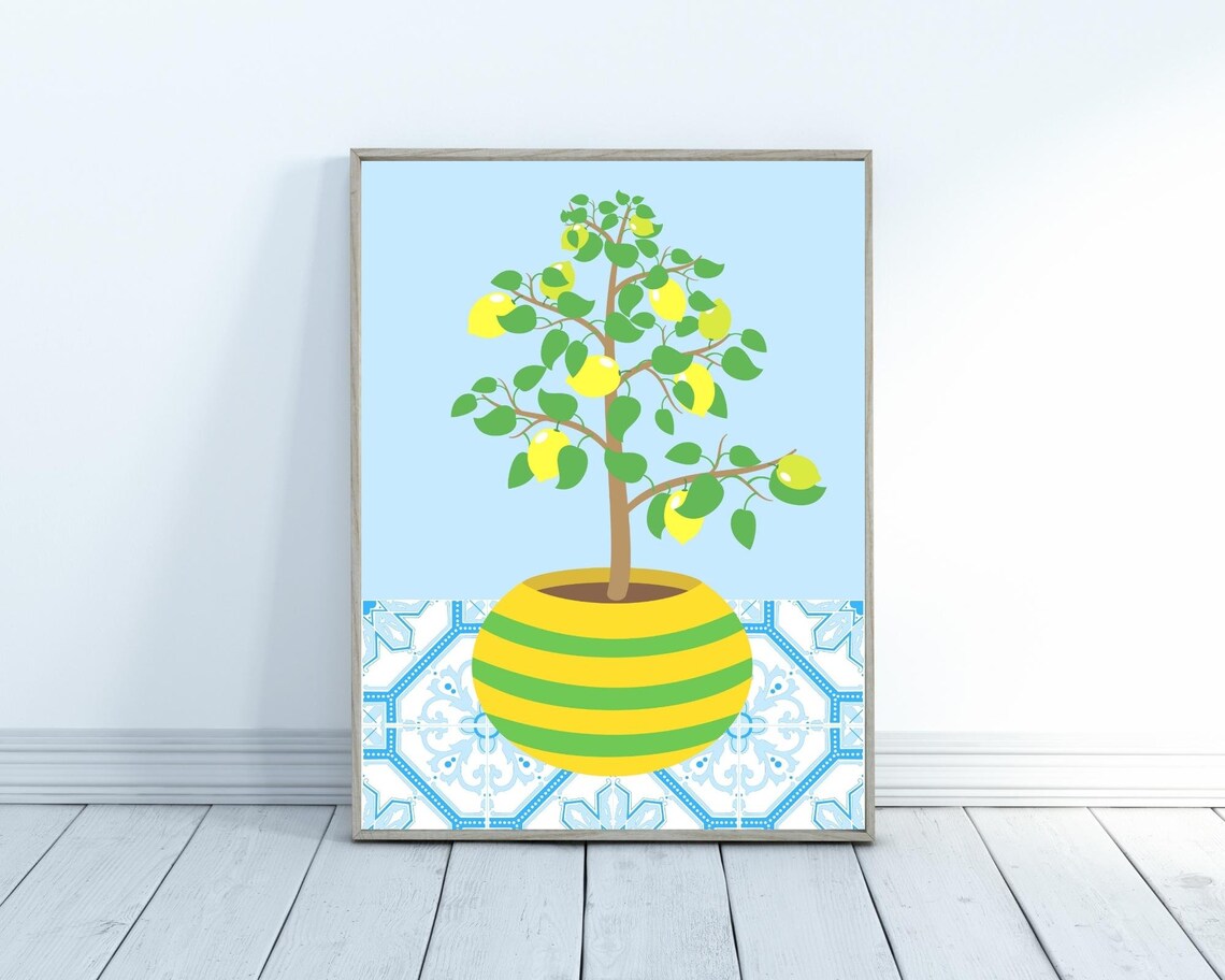 Lemon Tree Art Print, Boho Kitchen Citrus Decor - Image 2