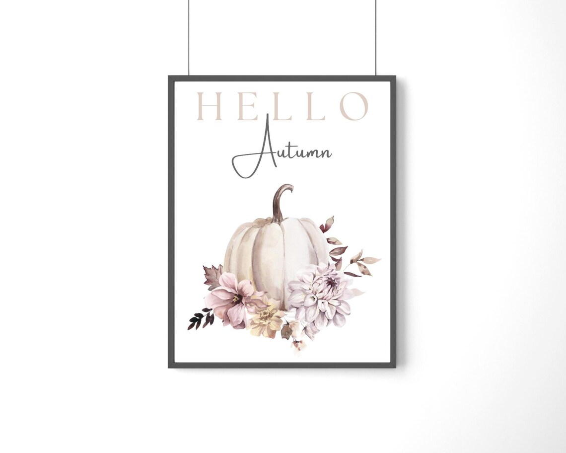 Hello Autumn Pumpkin Art Print, Halloween Decor - Image 3