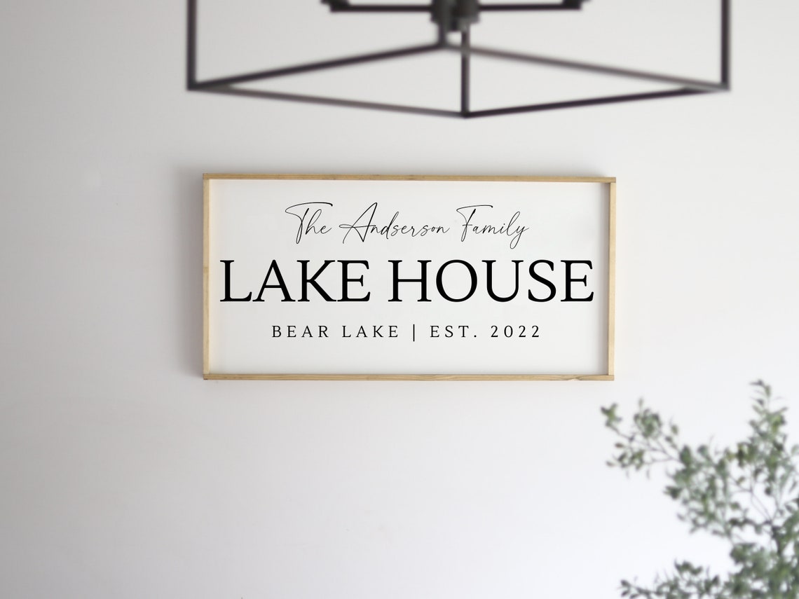 Lake House Family Name Sign Wood Family Sign Housewarming Gift Established Sign Farmhouse Sign