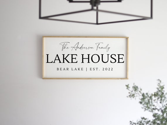 Lake House Family Name Sign Wood Family Sign Housewarming Gift Established Sign Farmhouse Sign