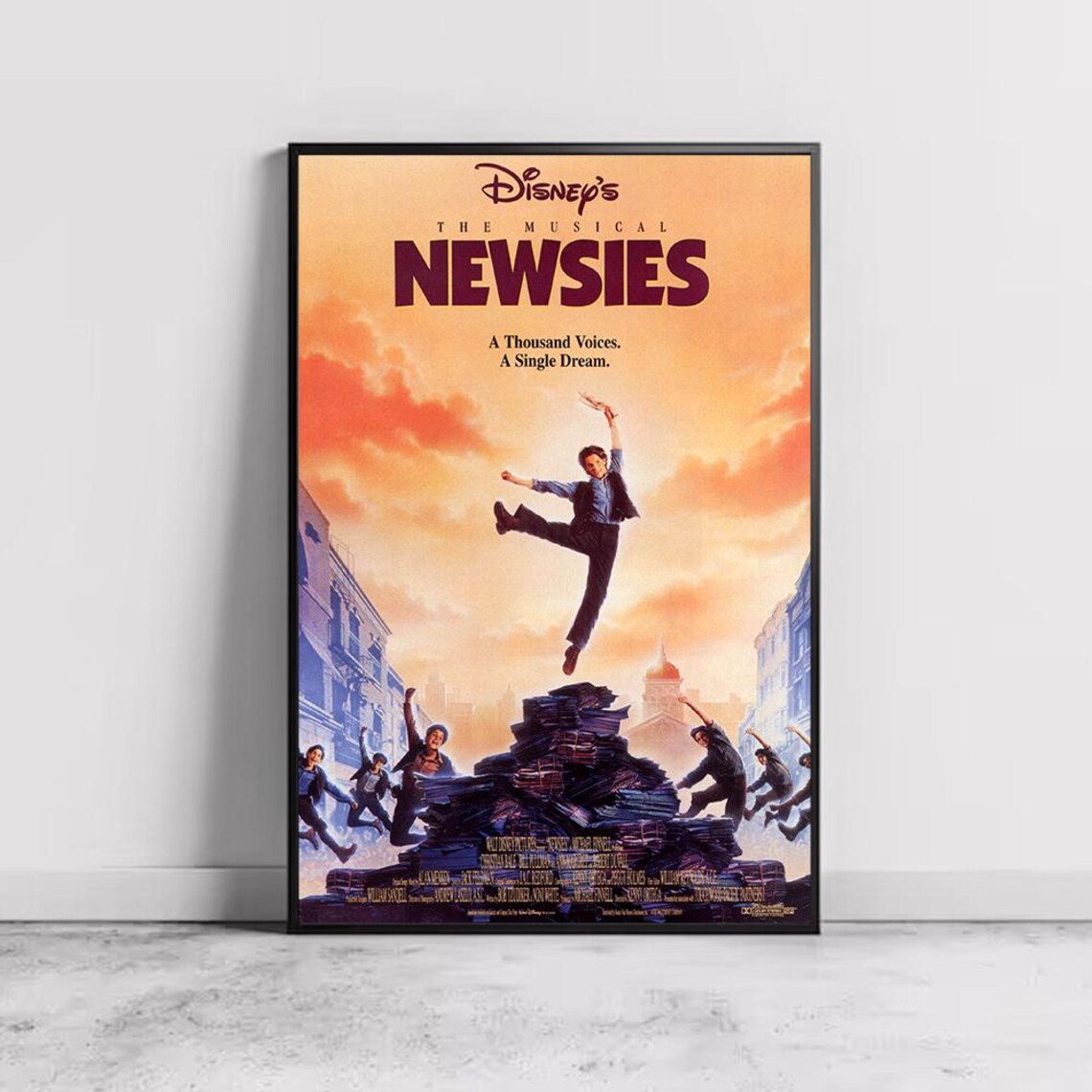 Disney Newsies The Musical Newsboy Dancing Newspaper Stack Poster