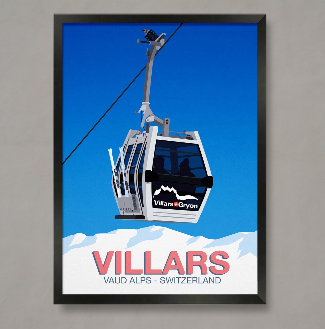 Villars Ski Poster, Ski Resort Travel Poster