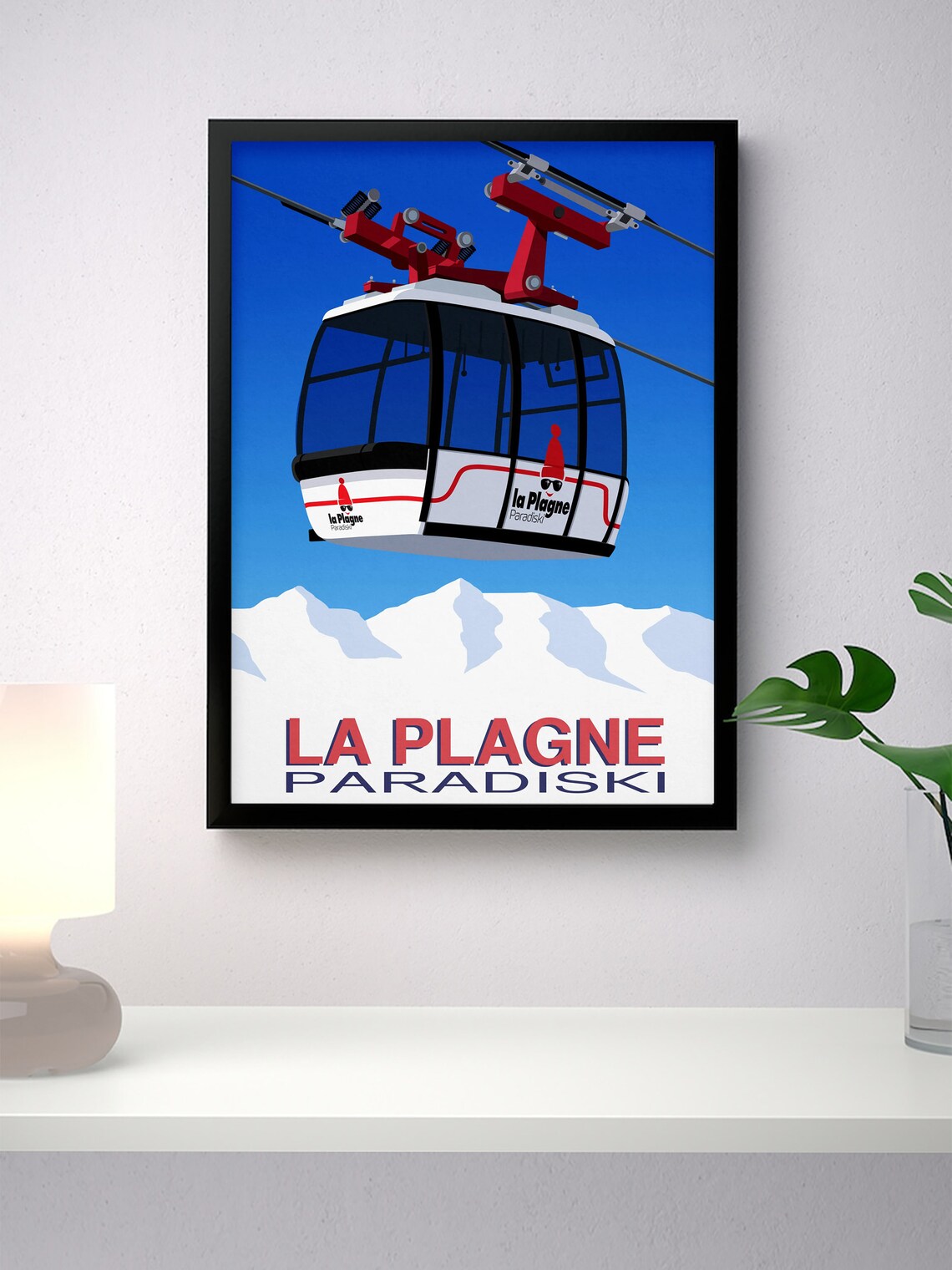 La Plagne Ski Resort Travel Poster, Ski Print - Image 4