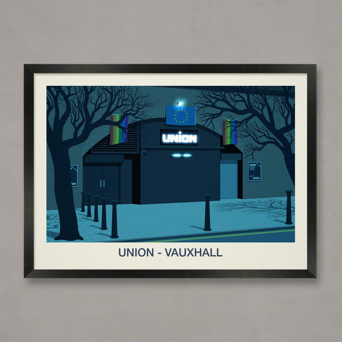 Union Vauxhall Nightclub Poster Rainbow Flags London Venue Artwork