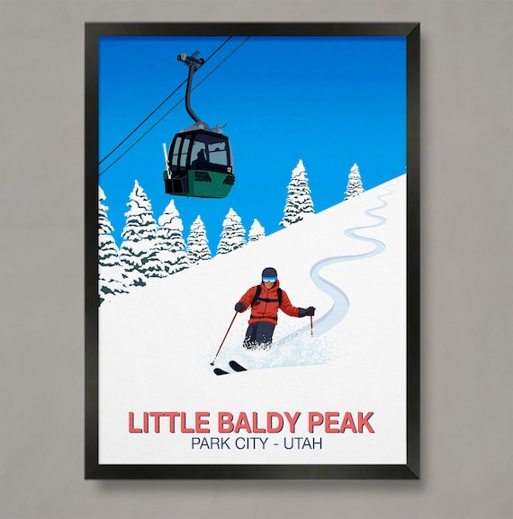 Little Baldy Peak Utah Park City Red Jacket Skier Gondola Ride Poster
