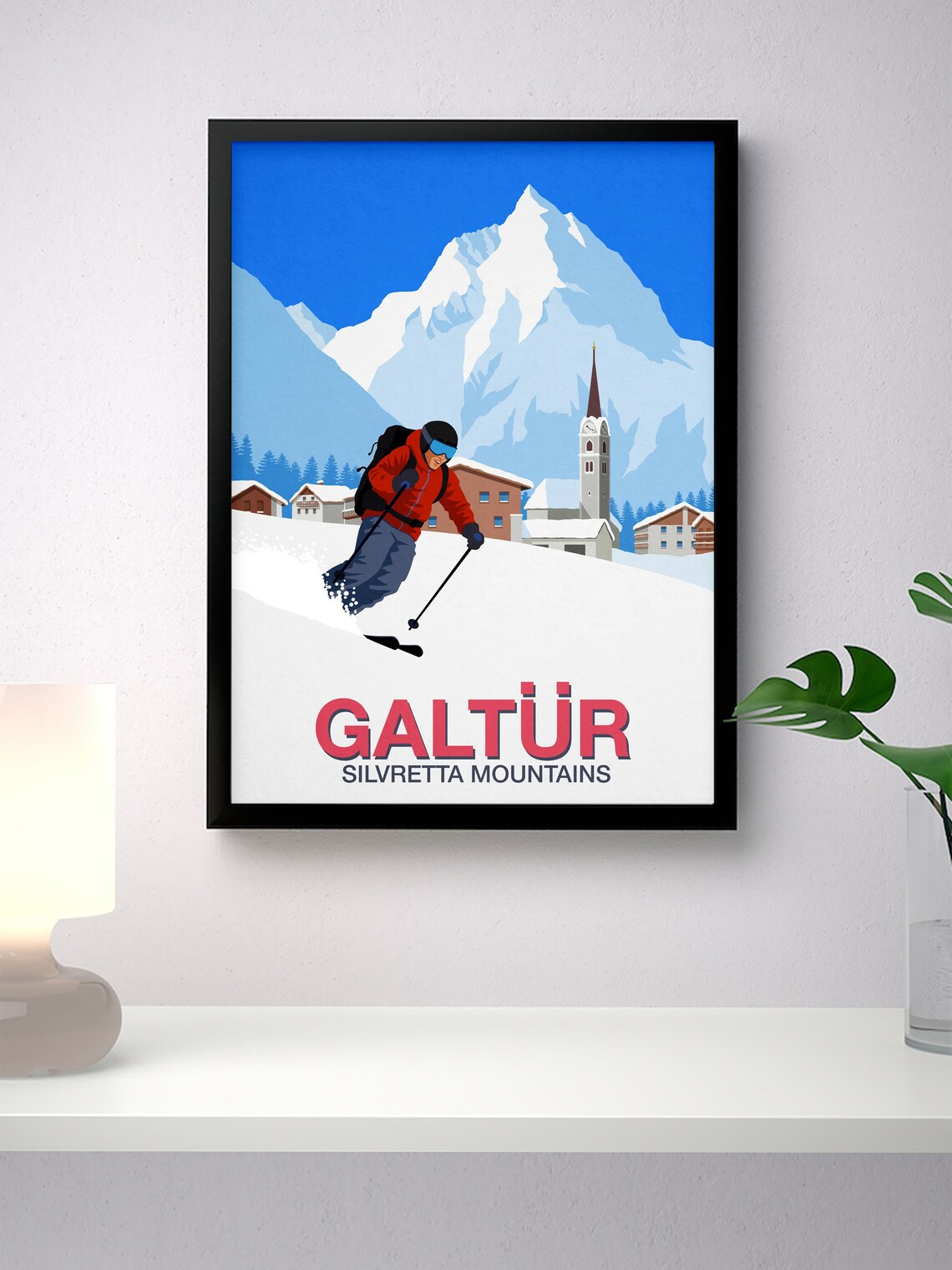 Galtür Silvretta Mountains Ski Poster Austrian Village Art Scene - Image 4