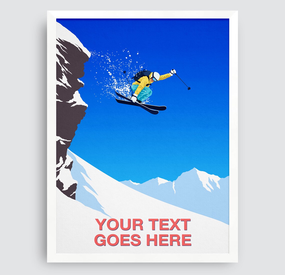 Ski Cliff Jump Personalized Ski Art Poster - Image 4