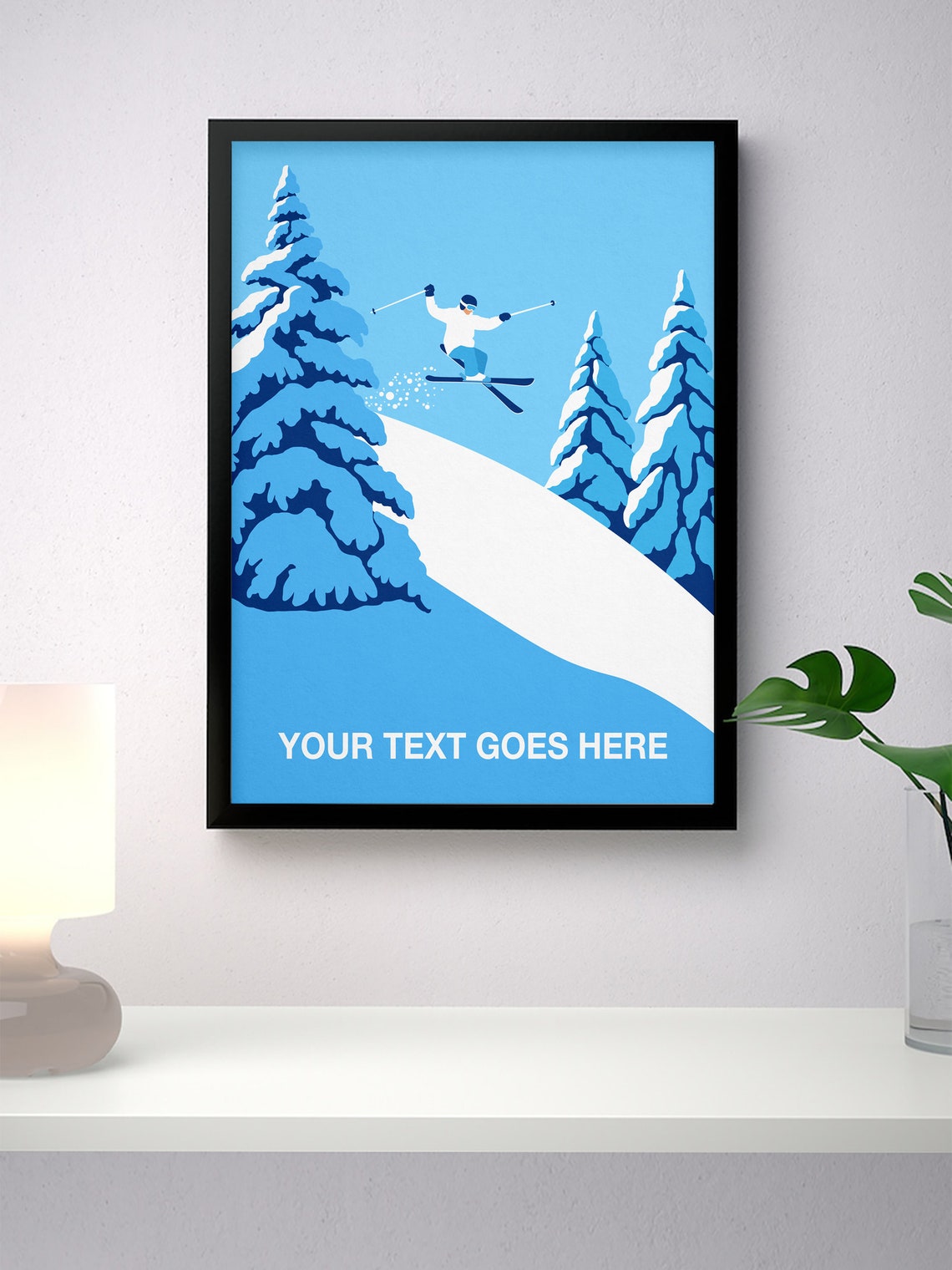 Personalised Ski Jumper Custom Text Alpine Skiing Gift Poster - Image 3